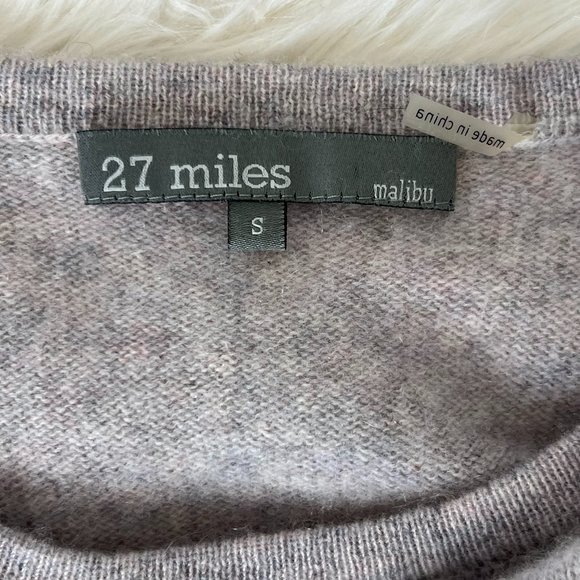 27 Miles Malibu 100% Cashmere Heathered Cream‎ Sweater Skull studs thumb holes S - Picture 12 of 14
